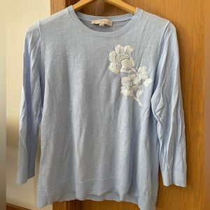 Loft Cornflower Blue Embellished Long Sleeve Top